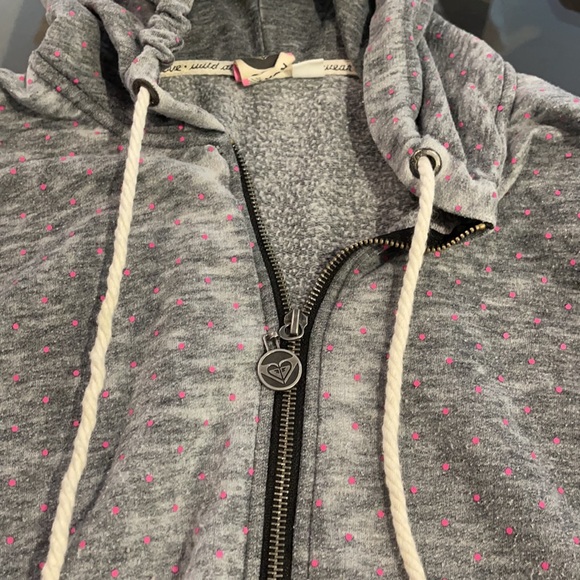 Roxy soft gray hoodie with pink dots medium - Picture 2 of 5